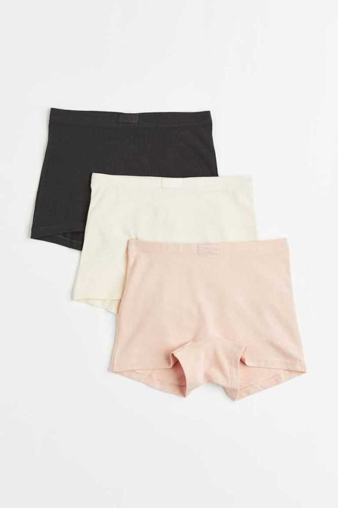 H&M 3-pack Baumwoll Boxer Briefs Unterwäsche Kinder Schwarz Weiß Grau | 8103-OIEUS