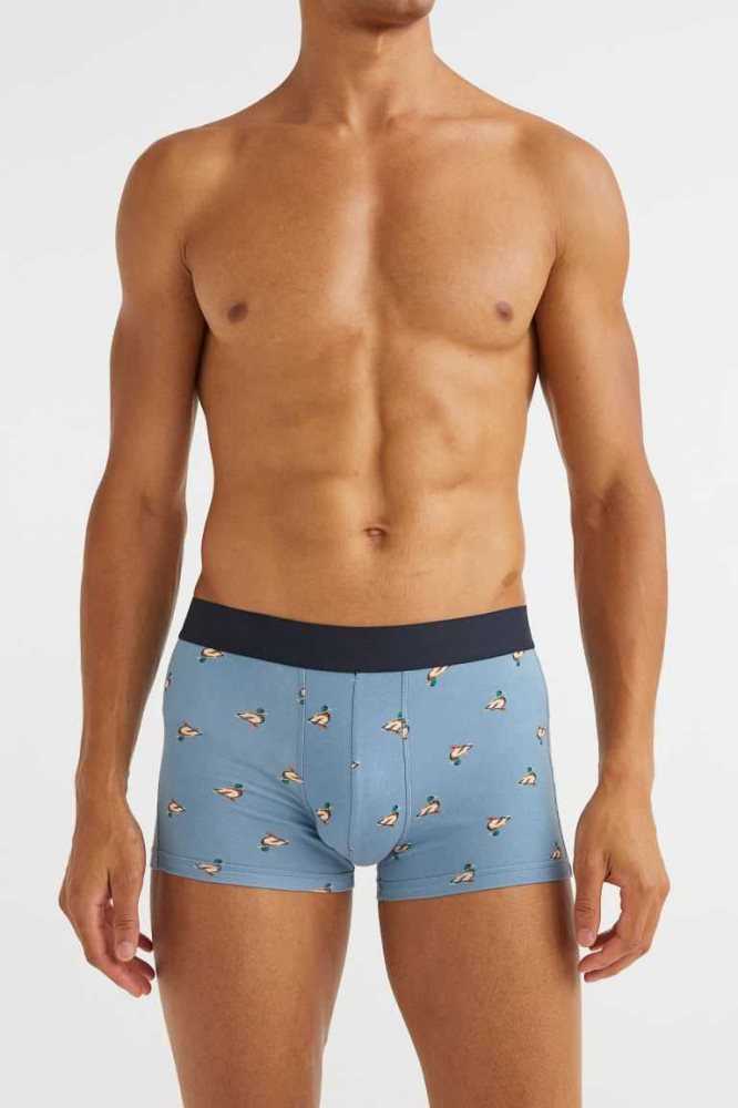 H&M 3-pack Baumwoll Boxer Shorts Unterwäsche Herren Blau Grün | 3725-NGOFJ