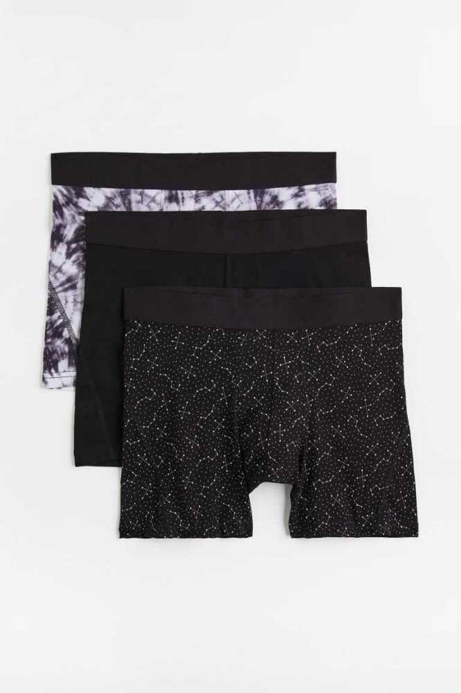 H&M 3-pack Baumwoll Boxer Shorts Unterwäsche Herren Dunkelblau | 8049-NDAVZ