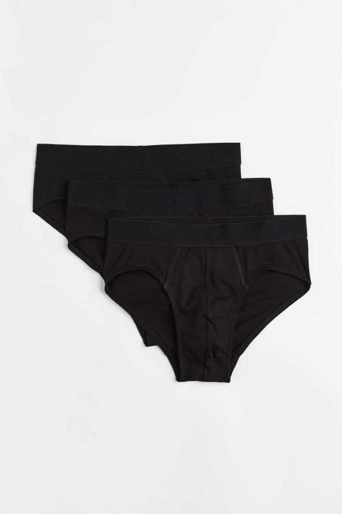 H&M 3-pack Baumwoll Briefs Unterwäsche Herren Schwarz | 5836-ZROWT