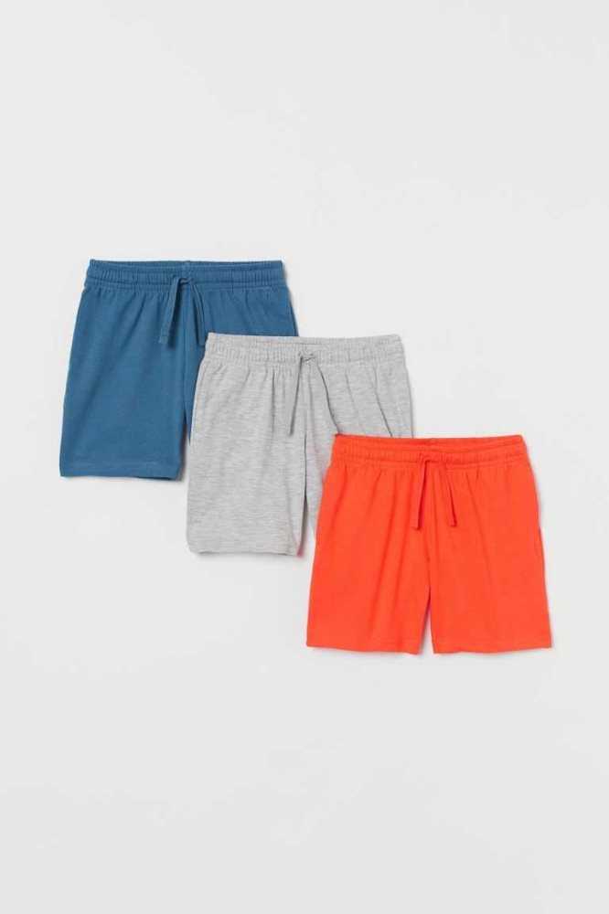 H&M 3-pack Baumwoll Jersey Kurze Hose Kinder Navy Blau Hellgrau | 3786-FAXGE