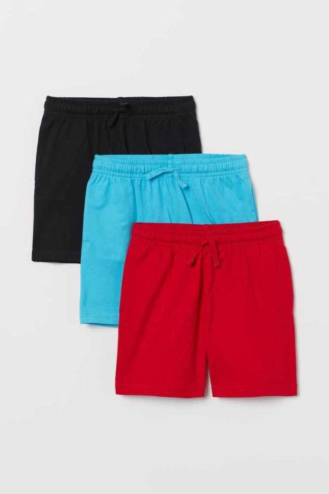 H&M 3-pack Baumwoll Jersey Kurze Hose Kinder Navy Blau Hellgrau | 3786-FAXGE