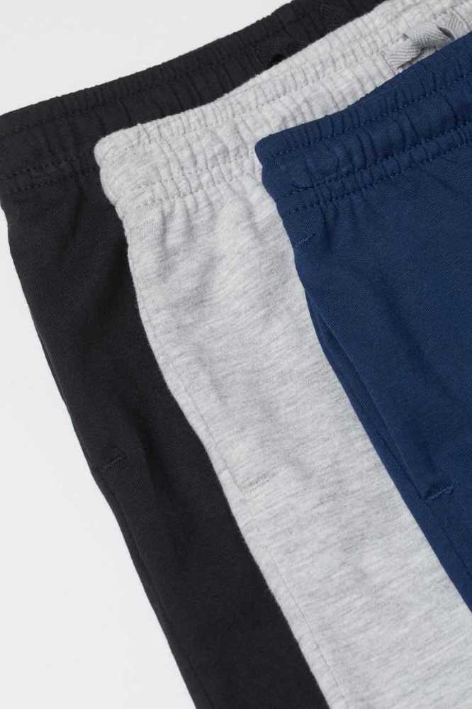 H&M 3-pack Baumwoll Jersey Kurze Hose Kinder Navy Blau Hellgrau | 3786-FAXGE