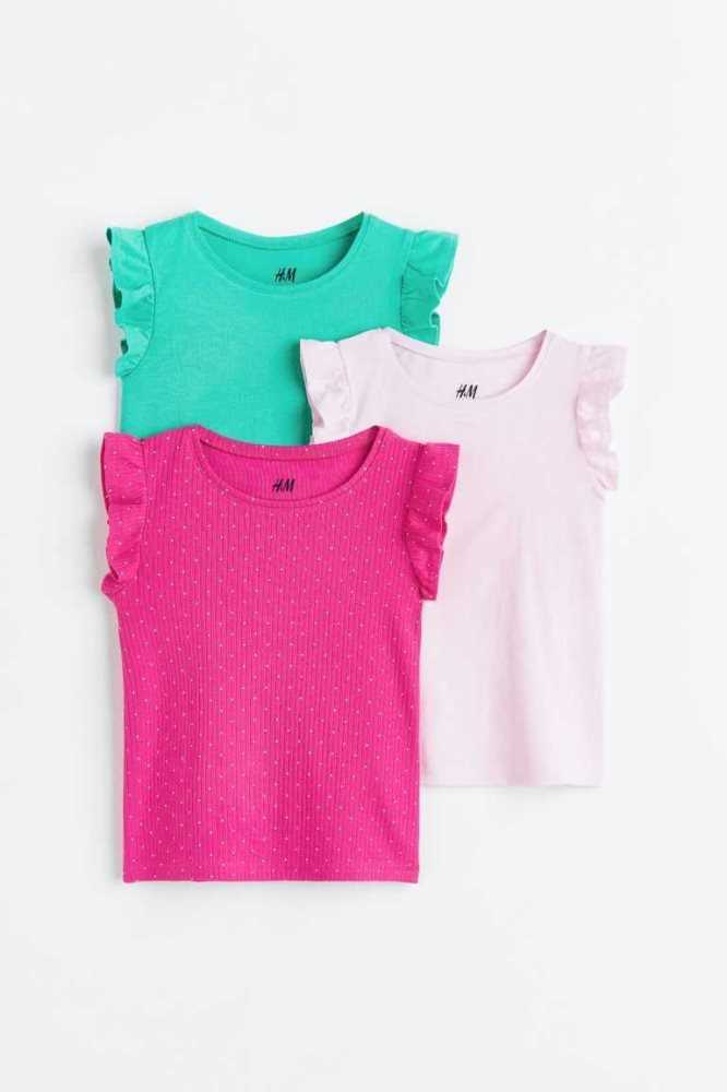 H&M 3-pack Baumwoll Jersey Tank Oberteile Kinder Hellrosa | 2746-XDEIC