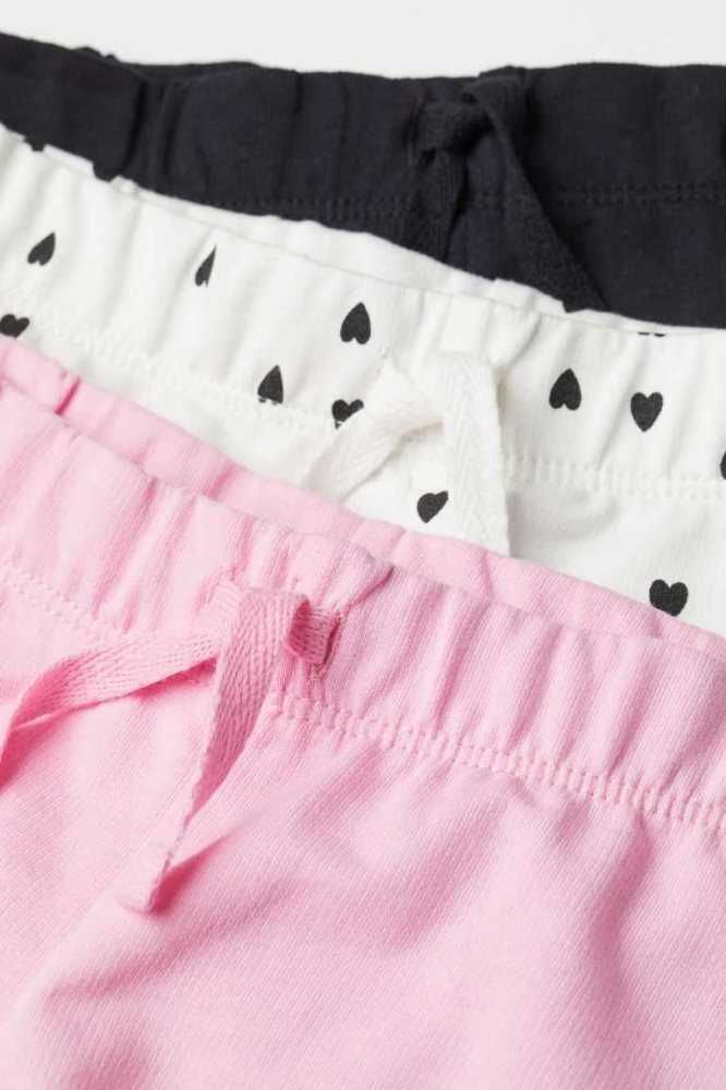 H&M 3-pack Baumwoll Kurze Hose Kinder Dunkelgrau Lila Rosa | 7850-XSVHN