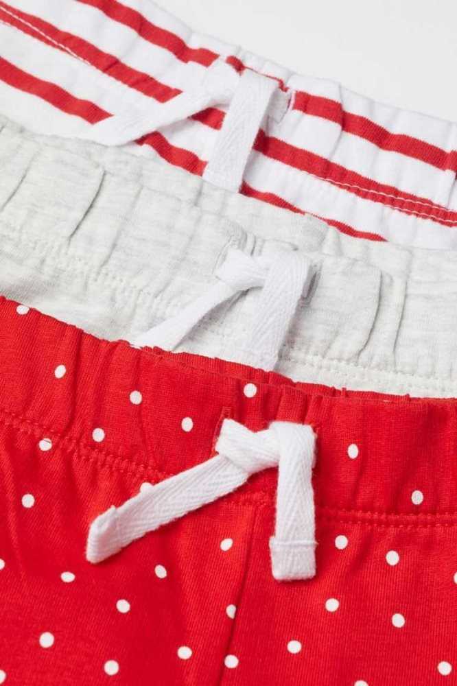 H&M 3-pack Baumwoll Kurze Hose Kinder Hellrosa Weiß | 8736-OJYRW