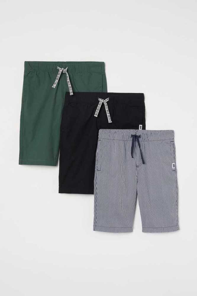 H&M 3-pack Baumwoll Kurze Hose Kinder Hellgrau | 8745-AEUBP