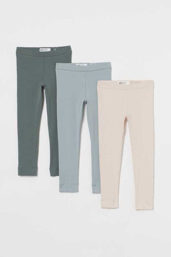 H&M 3-pack Baumwoll Leggings Kinder Dunkelrot | 3165-ORNHS