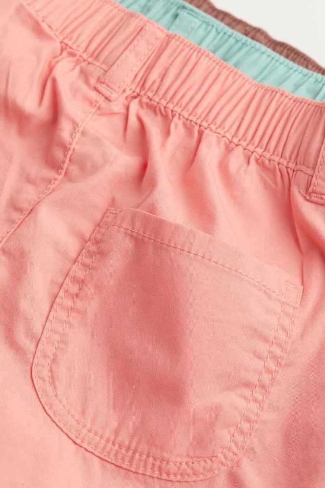 H&M 3-pack Baumwoll Poplin Kurze Hose Kinder Khaki Grün Gelb Rosa | 0653-GAFXS