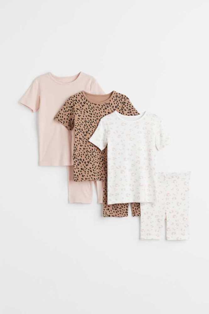 H&M 3-pack Baumwoll Pyjama-paket Kinder Hellrosa | 3986-PLZJR