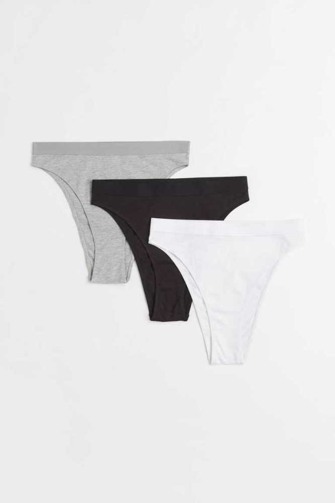 H&M 3-pack Brazilian Briefs Unterwäsche Damen Schwarz | 1428-JZPDB