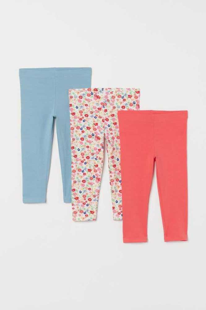 H&M 3-pack Capri Leggings Kinder Hellorange | 1642-IAWUF