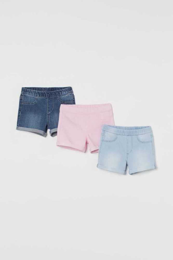 H&M 3-pack Denim Kurze Hose Kinder Dunkelgrau Blau | 4906-PCXEM