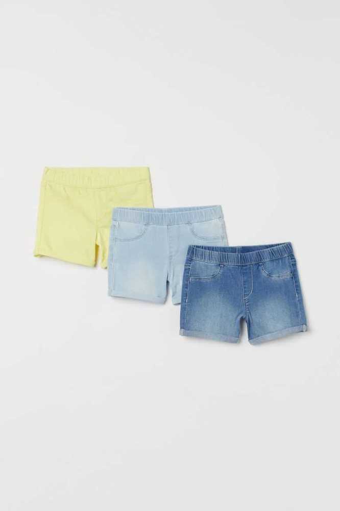 H&M 3-pack Denim Kurze Hose Kinder Dunkelgrau Blau | 4906-PCXEM