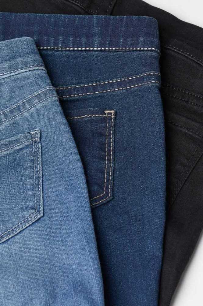 H&M 3-pack Denim Leggings Kinder Hellblau Dunkelgrau | 0138-TEQID