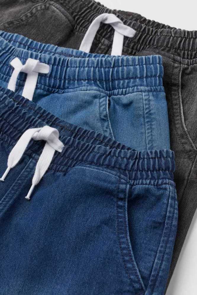 H&M 3-pack Denim Pull-on Kurze Hose Kinder Blau Grau | 6570-CLBQD