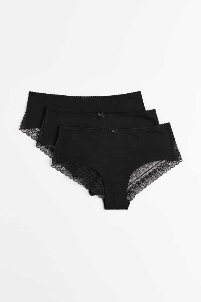 H&M 3-pack Hipster Briefs Unterwäsche Damen Hellblau Grau | 2530-XWHAV