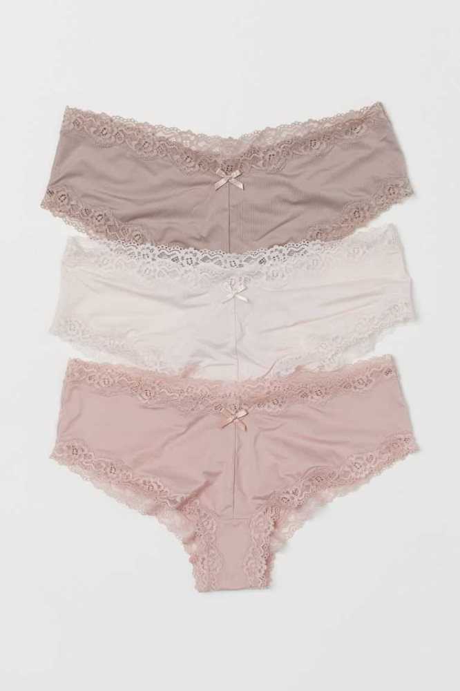 H&M 3-pack Hipster Briefs Unterwäsche Damen Helllila Rosa | 3659-VWPAY