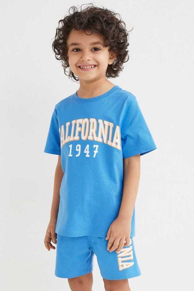 H&M 3-pack Jersey Kurze Hose Kinder Grün Blau Grau | 7301-REMTK