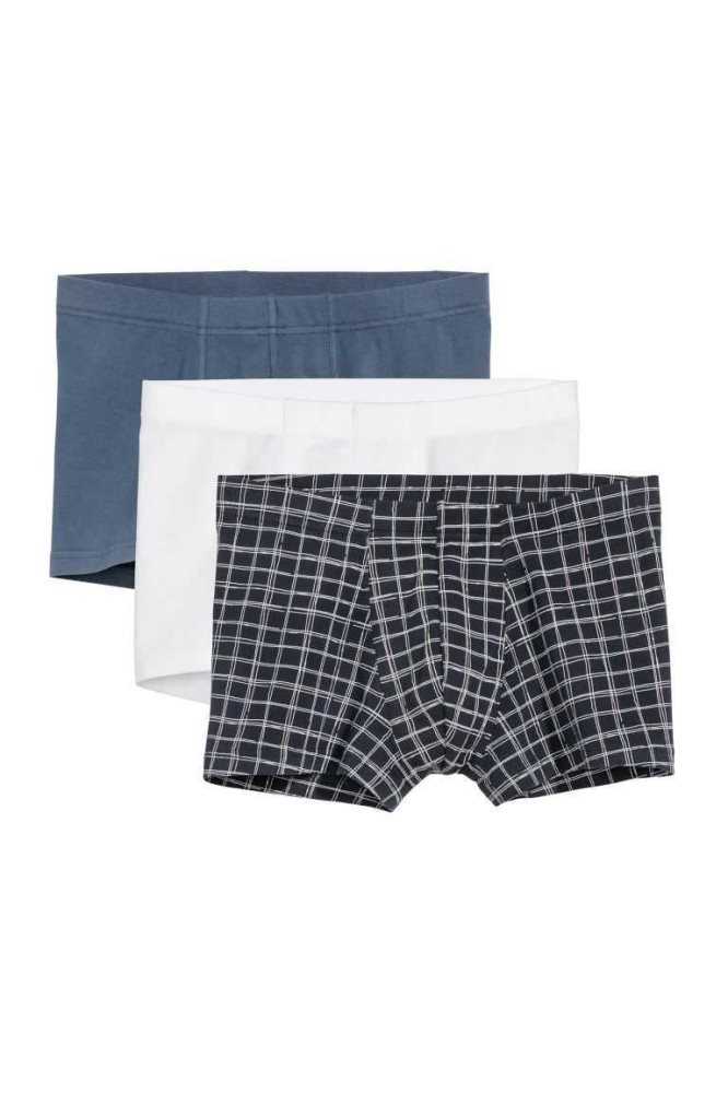 H&M 3-pack Kurzes Baumwoll Boxer Shorts Unterwäsche Herren Schwarz | 2034-JKSOP