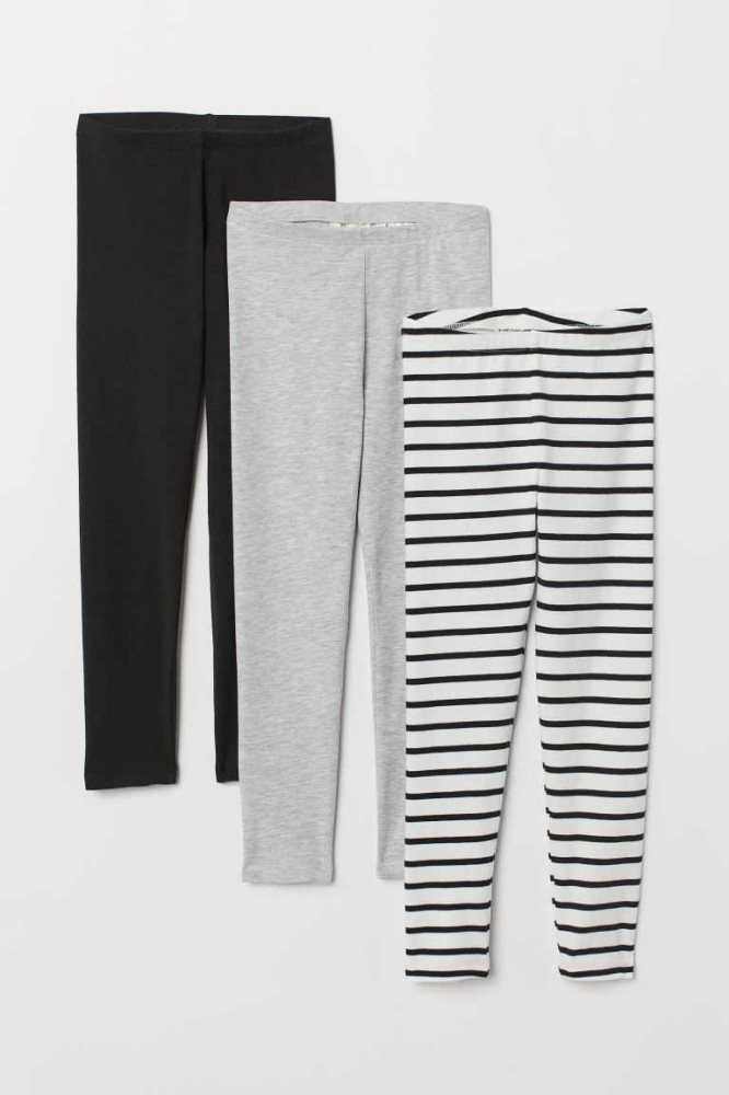 H&M 3-pack Leggings Jersey Kinder Braun Lila | 6503-JXHZA