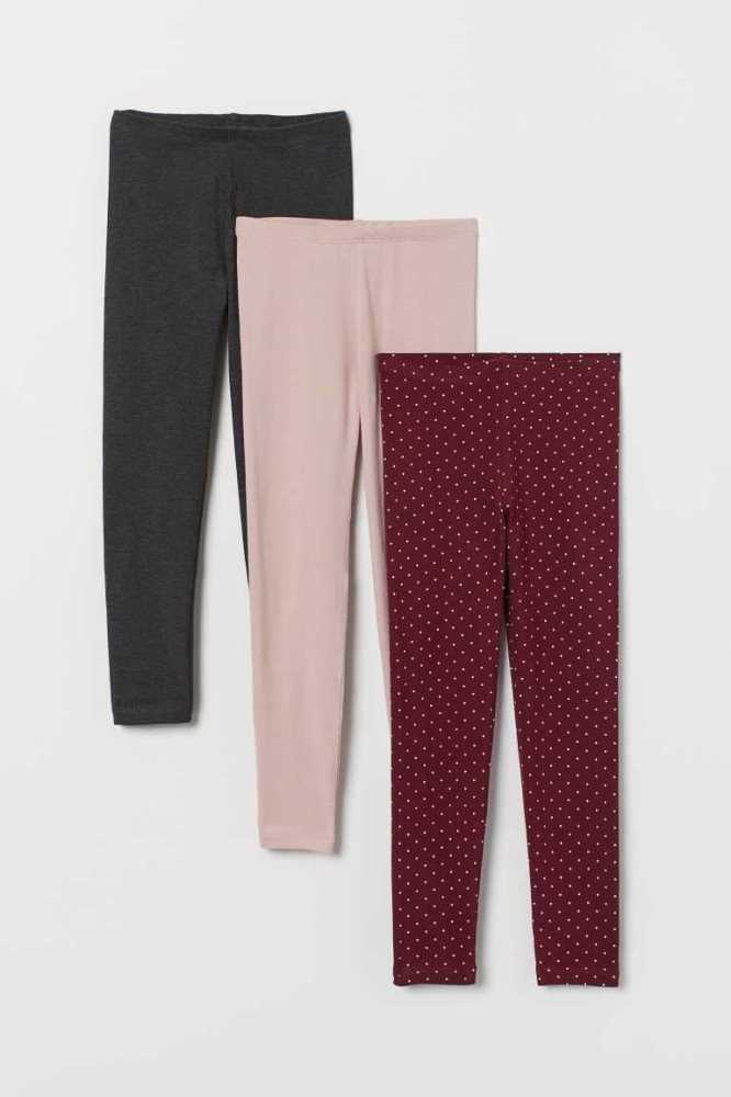 H&M 3-pack Leggings Jersey Kinder Braun Lila | 6503-JXHZA