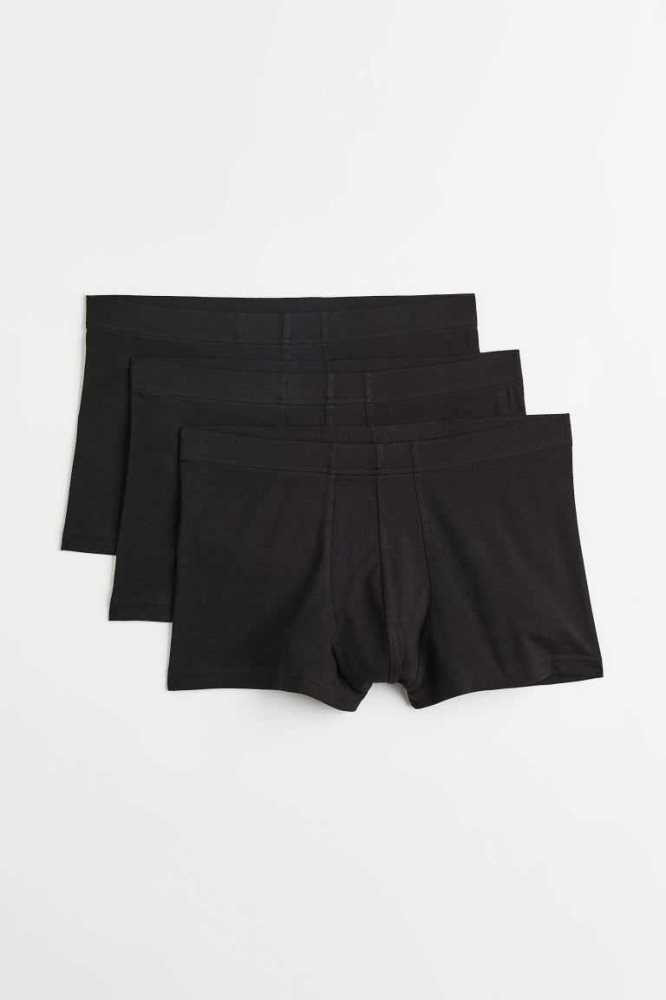 H&M 3-pack Lyocell-blend Kurzes Boxer Shorts Unterwäsche Herren Schwarz | 4127-YGSVN