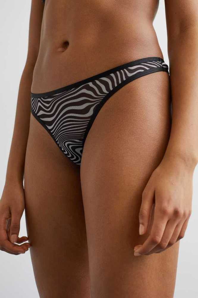 H&M 3-pack Mesh Tanga Briefs Unterwäsche Damen Orange Hellrosa Weiß | 3607-PDFMZ