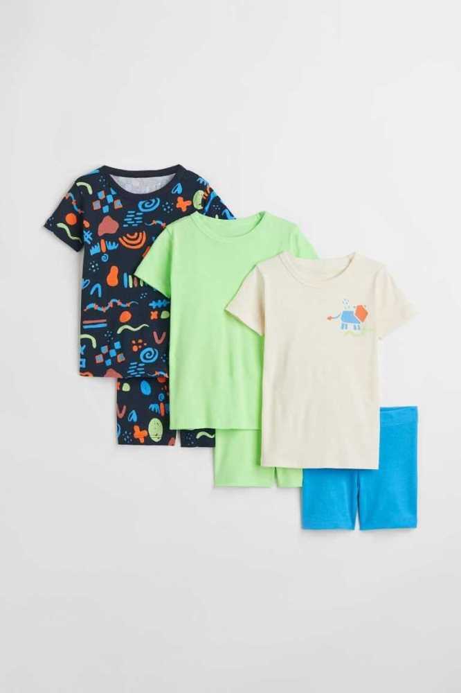 H&M 3-pack Pyjama-paket Kinder Hellgrün | 1036-WLAPQ