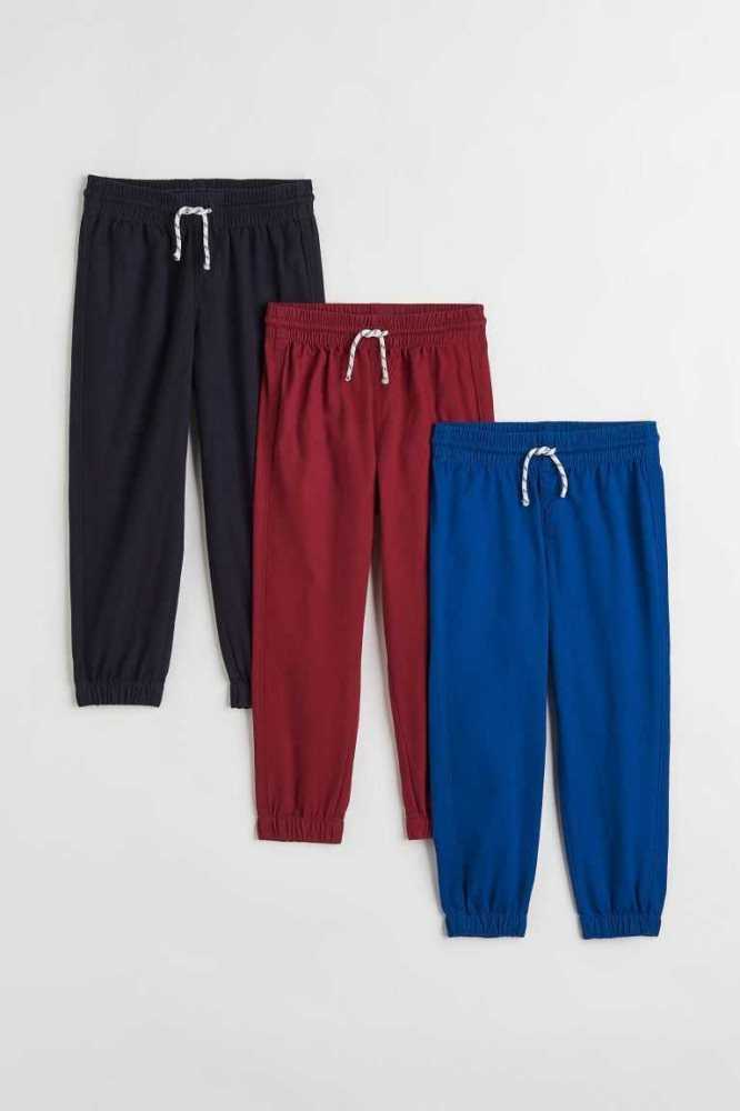 H&M 3-pack Relaxed Fit Jogginghose Kinder Blau Rot | 2043-XAPBT