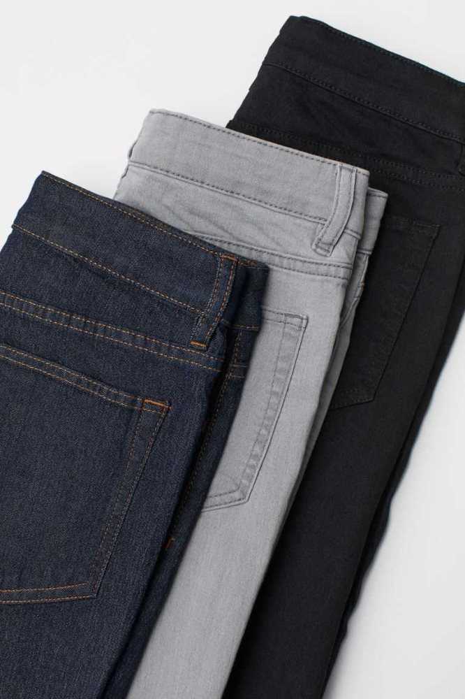 H&M 3-pack Schlank Fit Jeans Kinder Blau Schwarz Hellgrau | 6701-WANQS