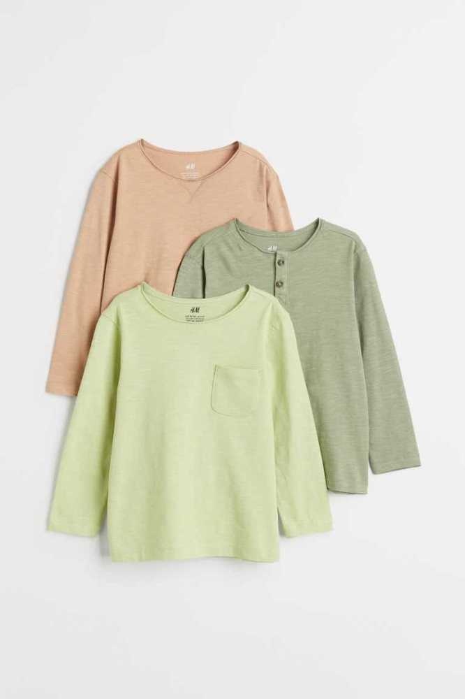 H&M 3-pack Shirts Jersey Kinder Dunkelgrau Dunkelblau | 4219-ORYHX