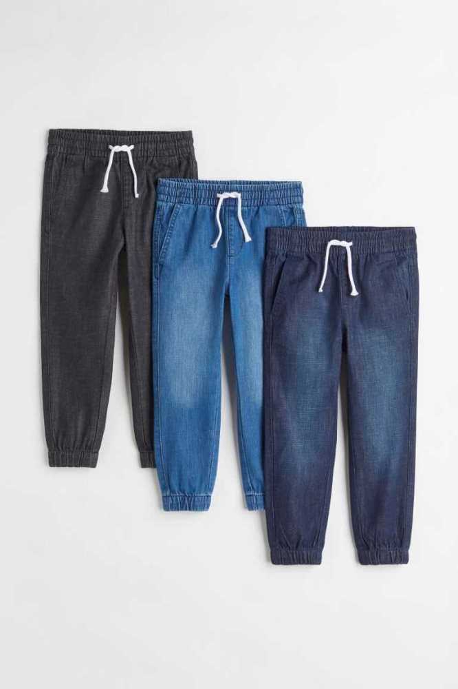 H&M 3-pack Slim Fit Denim Jogginghose Kinder Hellblau Grau | 1908-LAGYD