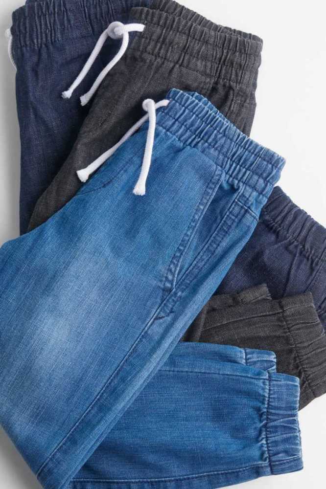 H&M 3-pack Slim Fit Denim Jogginghose Kinder Hellblau Grau | 1908-LAGYD