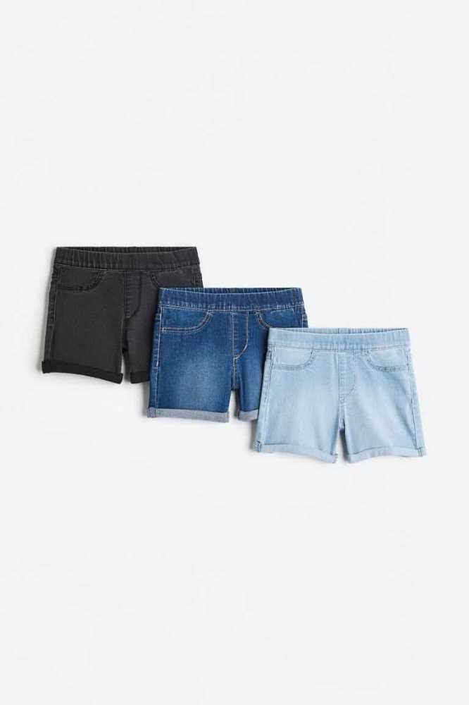 H&M 3-pack Slim Fit Kurze Hose Kinder Schwarz Blau | 3861-ATWCK