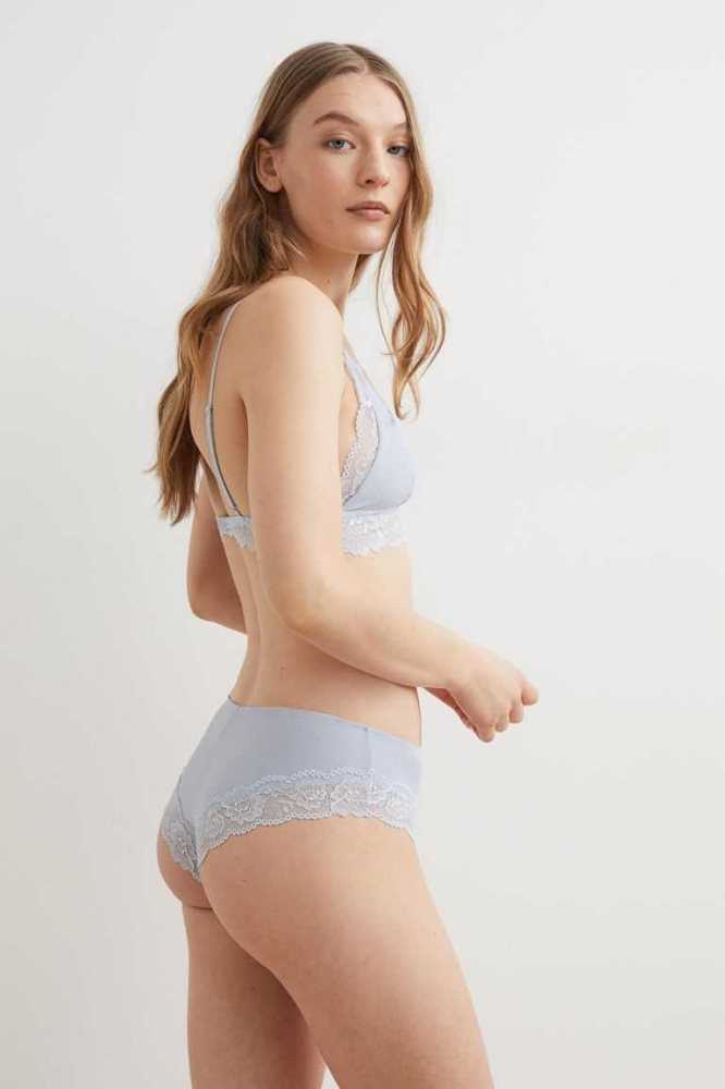 H&M 3-pack Spitze-trimmed Hipster Briefs Unterwäsche Damen Hellblau Weiß Rosa | 3961-YEMPL