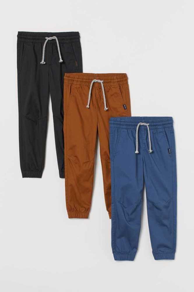 H&M 3-pack Twill Jogginghose Kinder Blau | 5371-GVWLJ