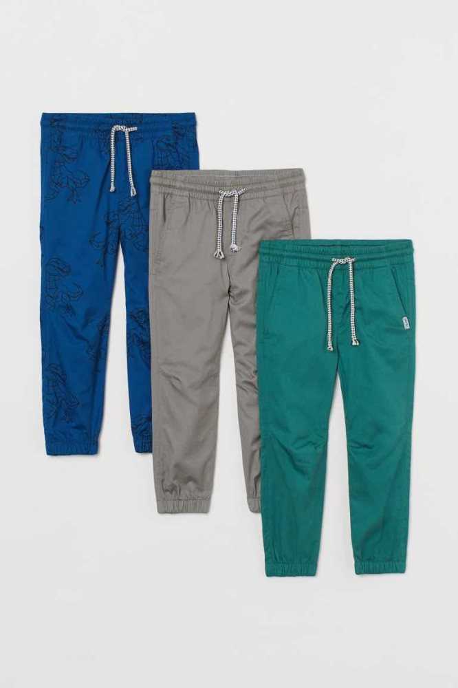 H&M 3-pack Twill Jogginghose Kinder Blau | 5371-GVWLJ