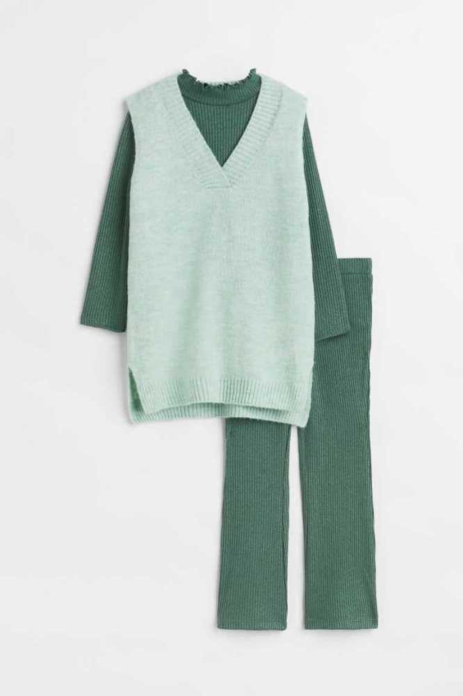 H&M 3-piece Einteiler Kinder Grün Mintfarben Grün | 9378-HKYVW