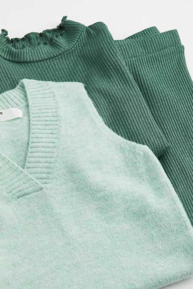 H&M 3-piece Einteiler Kinder Grün Mintfarben Grün | 9378-HKYVW