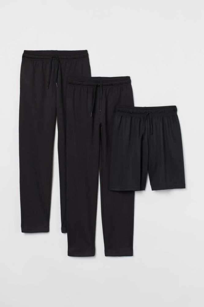 H&M 3-piece Set Sportbekleidung Kinder Schwarz | 3506-PGUIS