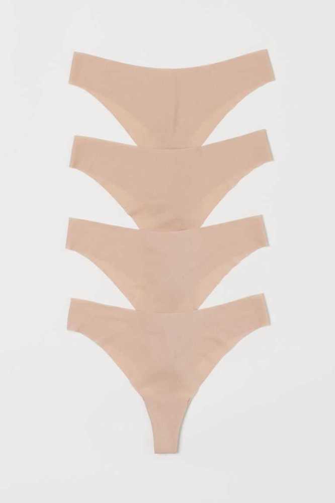 H&M 4-pack Brazilian Briefs Unterwäsche Damen Helllila Weiß | 6047-STJFL