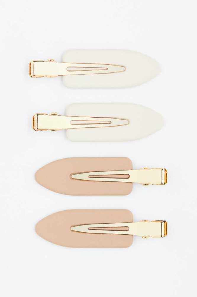 H&M 4-pack Hair Clips Ausrüstungen Damen Beige Gold | 5497-VEULJ