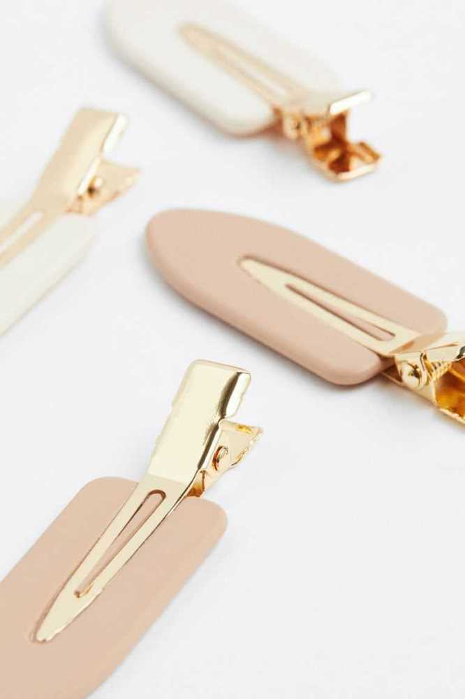 H&M 4-pack Hair Clips Ausrüstungen Damen Beige Gold | 5497-VEULJ