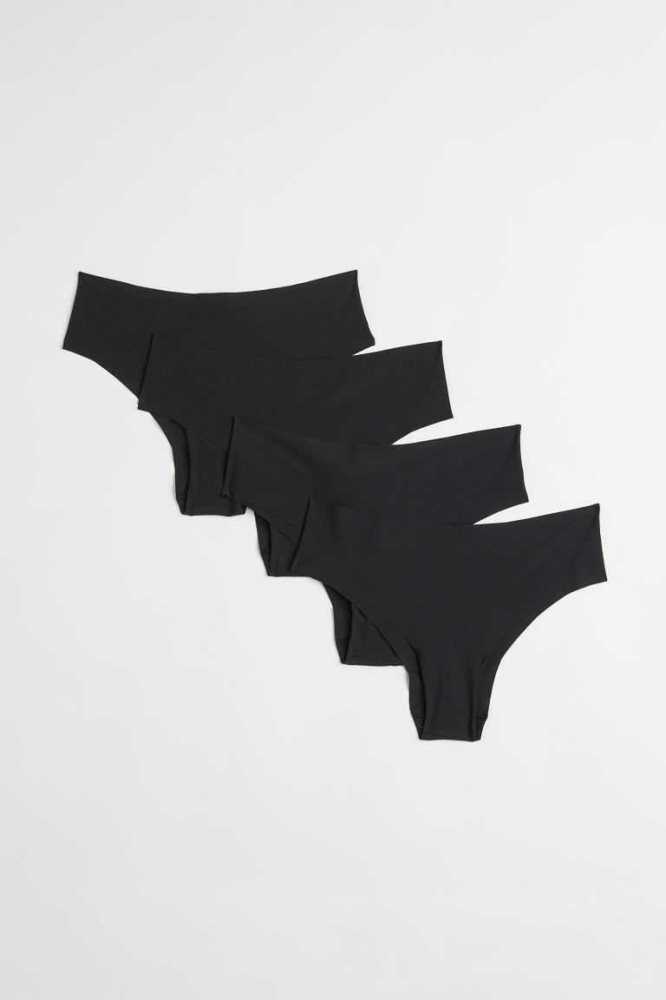 H&M 4-pack Invisible Hipster Briefs Unterwäsche Damen Schwarz | 6875-JEDXC