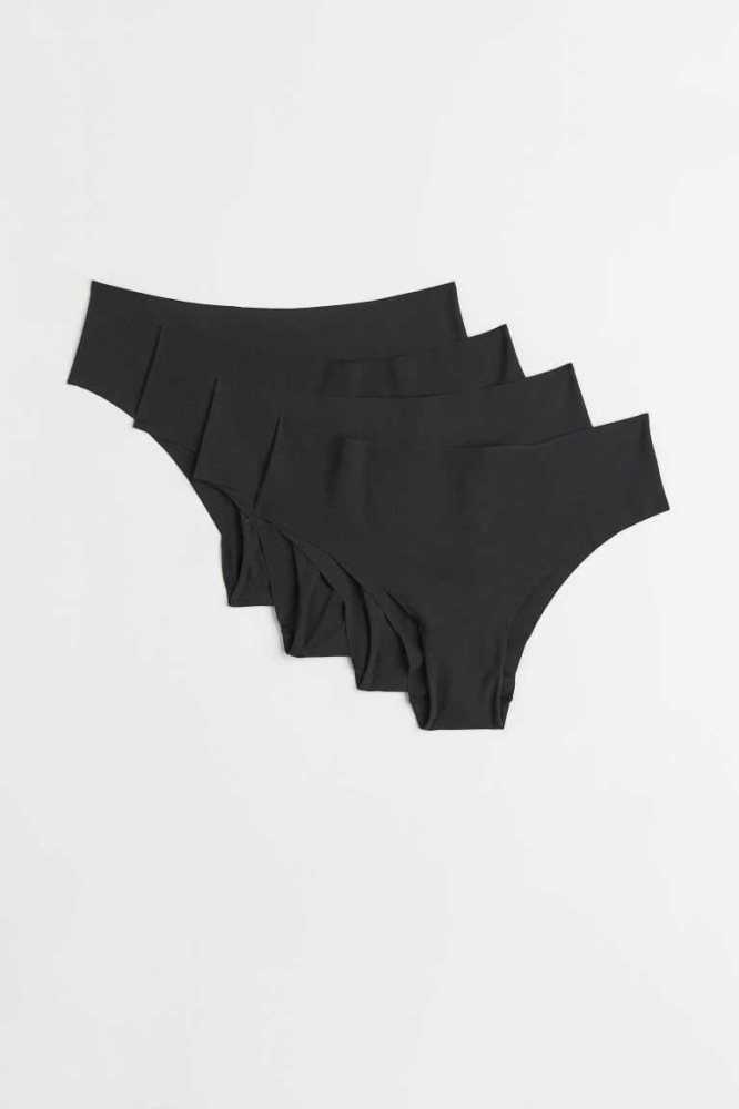 H&M 4-pack Microfiber Hipster Briefs Unterwäsche Damen Schwarz | 6039-ODYKP