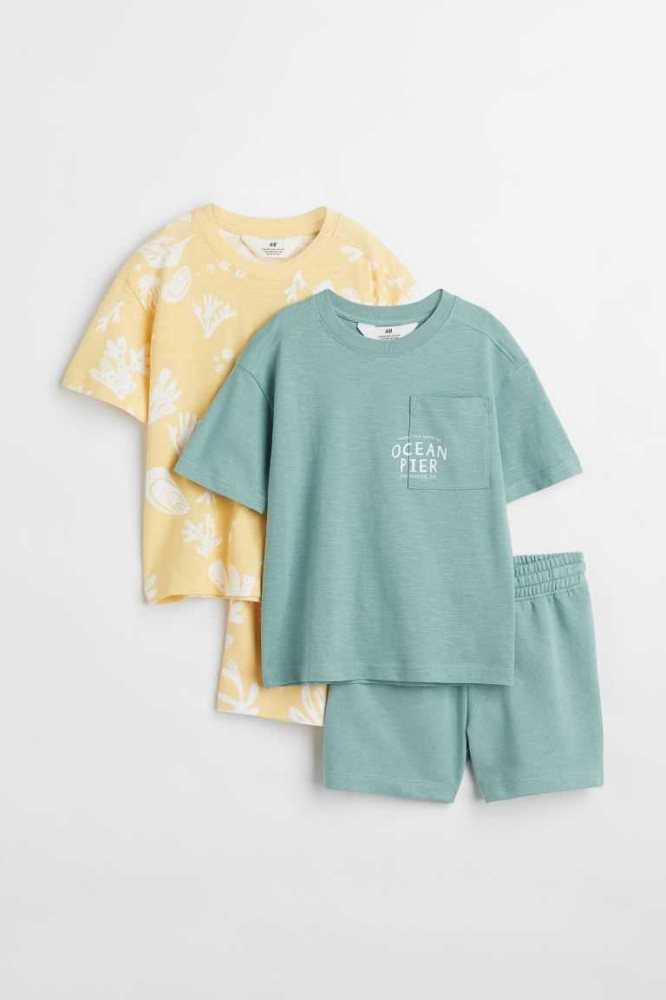 H&M 4-piece Einteiler Kinder Türkis | 7420-GJRLX