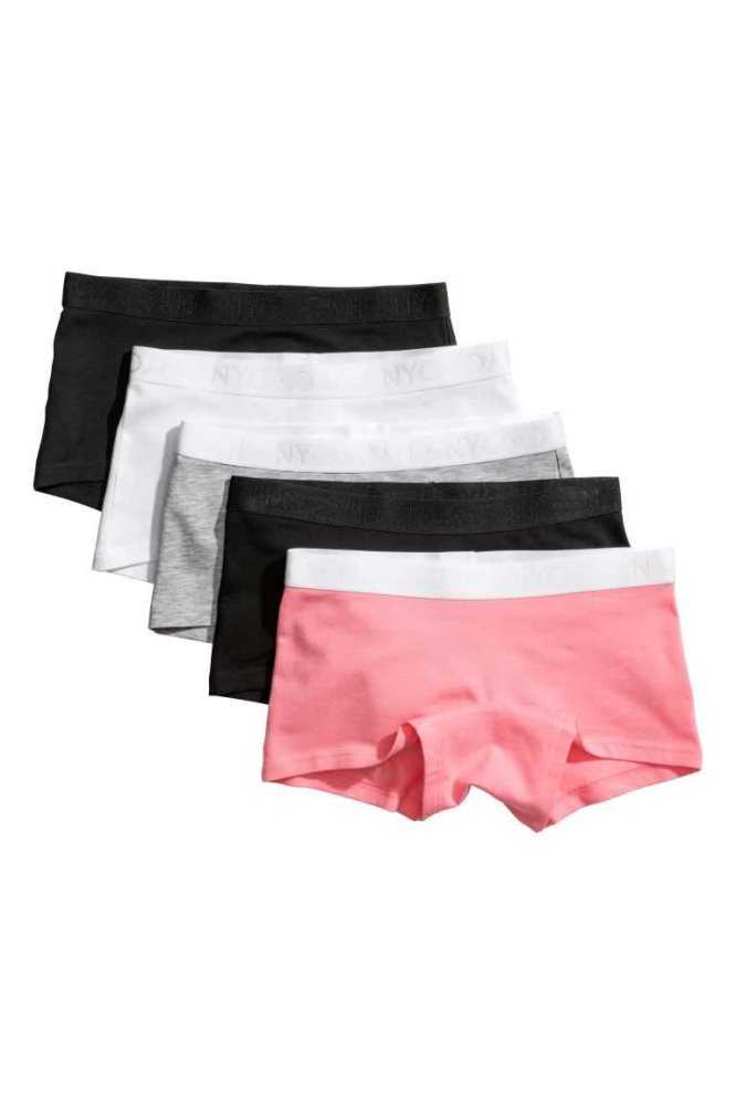 H&M 5-pack Baumwoll Boxer Briefs Unterwäsche Kinder Rosa Grau | 1429-SQVHB