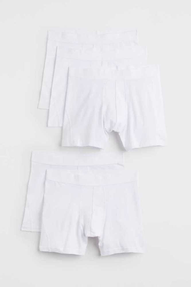 H&M 5-pack Baumwoll Boxer Shorts Unterwäsche Herren Weiß | 2380-JCAOF