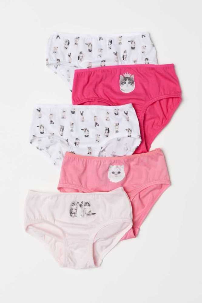 H&M 5-pack Baumwoll Briefs Unterwäsche Kinder Hellrosa | 2573-ZMDWA